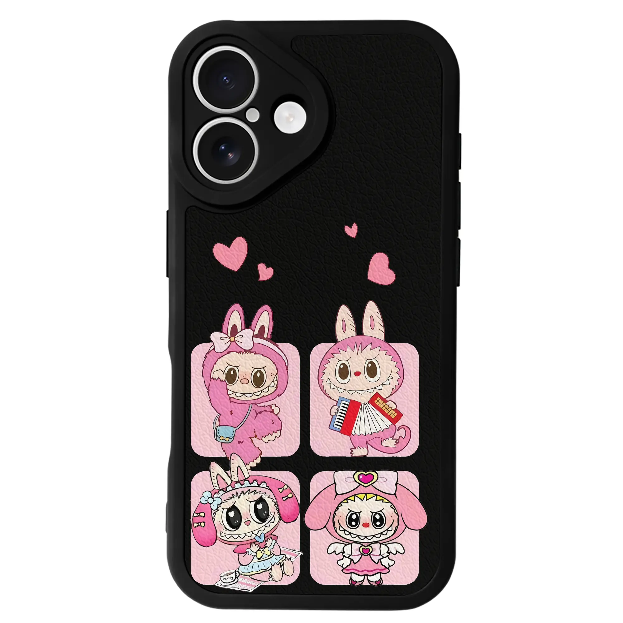 ラブブ グッズ モココ - IPhone 16シリーズ対応 ・ シリコンスマホケース ・ レザー調 ・ 高精度フィット ・ 耐衝撃 ・ ワイヤレス充電対応 ・ 精密カット